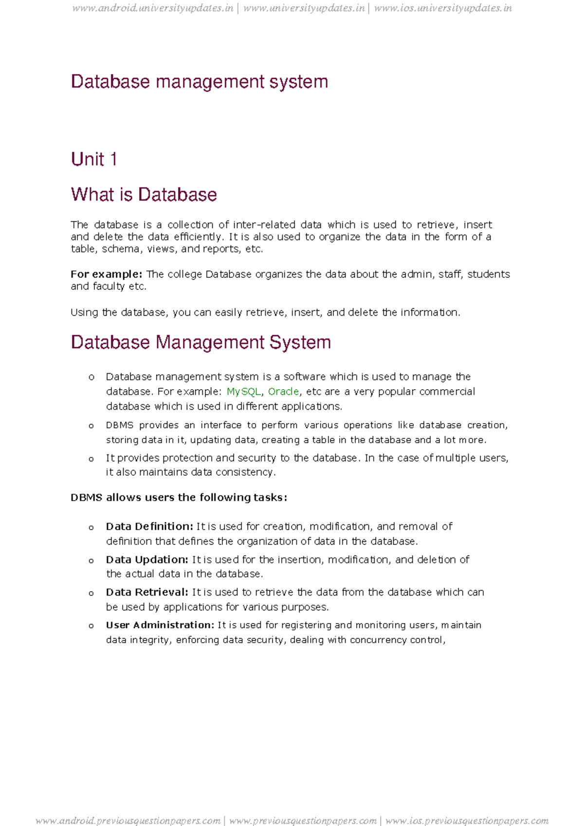 Dbms notes sem 4 database management database management system