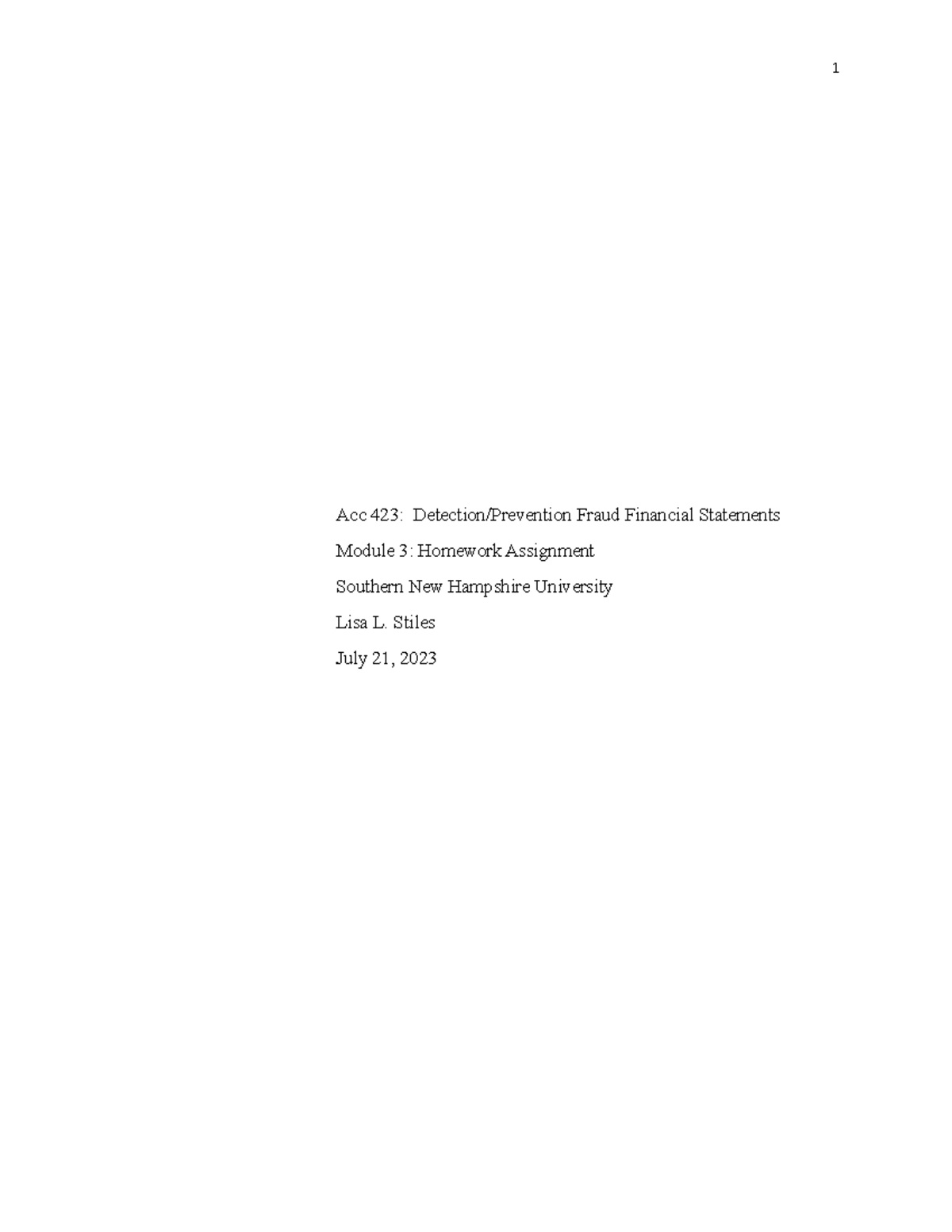 Acc 423: Module 3 - Fraud Schemes Detection & Prevention Overview - Studocu