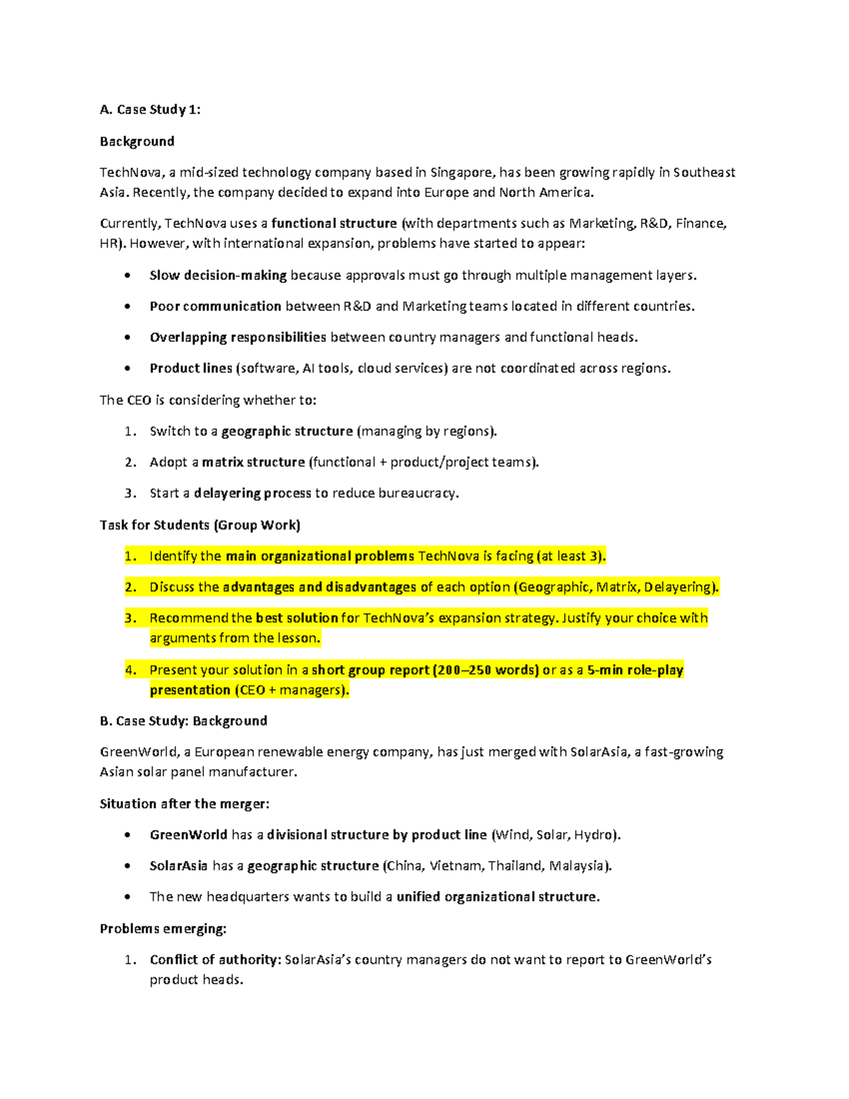 Case Study 28.8: TechNova's Organizational Challenges & Solutions - ML ...