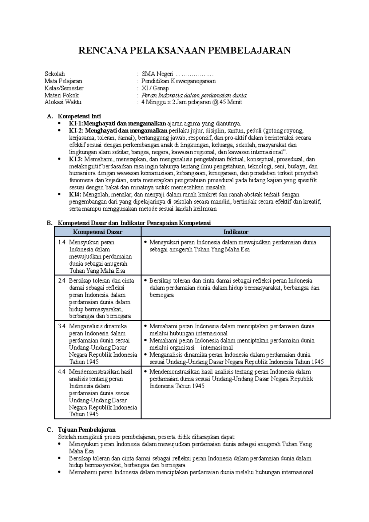 12. RPP bahasa indonesia - RENCANA PELAKSANAAN PEMBELAJARAN Sekolah ...