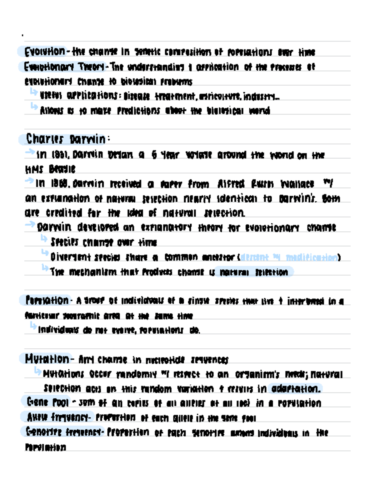 Evolutionary Processes and Concepts - Comprehensive Notes - Studocu