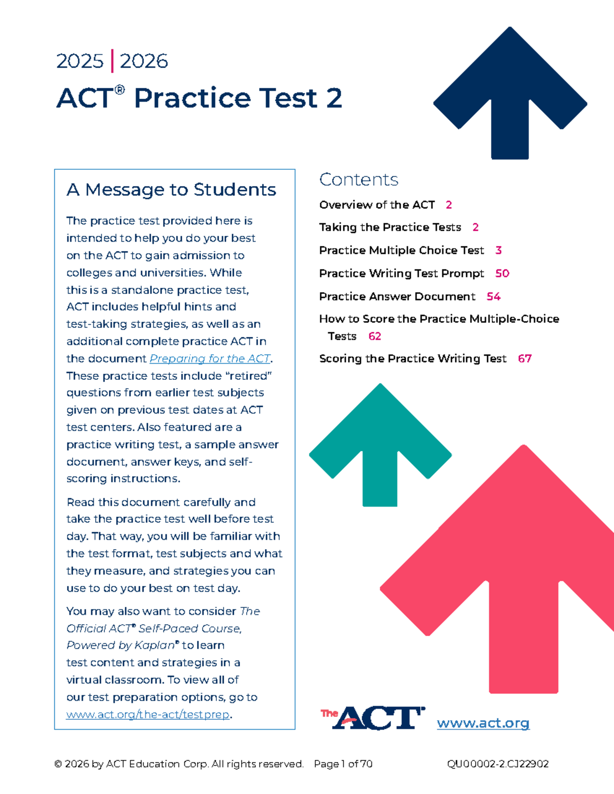 ACT Test Prep: Practice Test 2 for 2025-2026 - Studocu