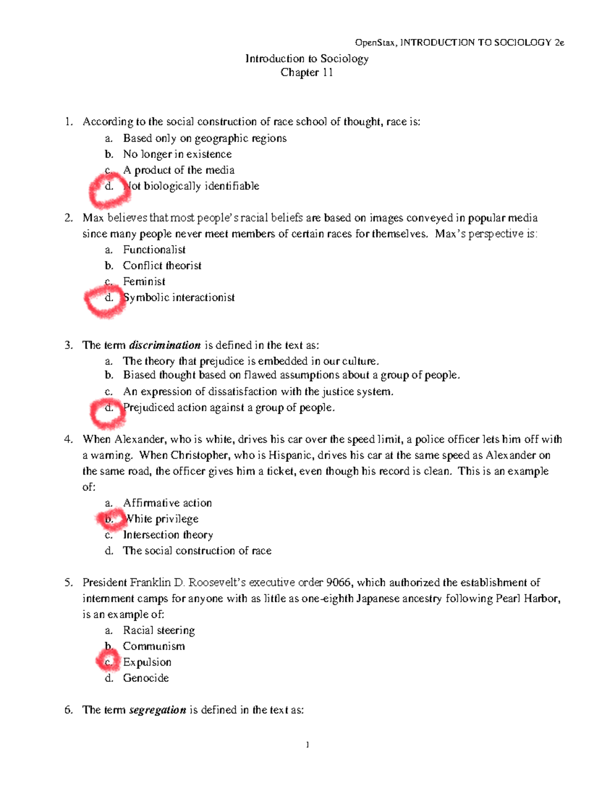 SOCI 101: Chapter 11 Quiz Study Guide on Race & Discrimination - Studocu