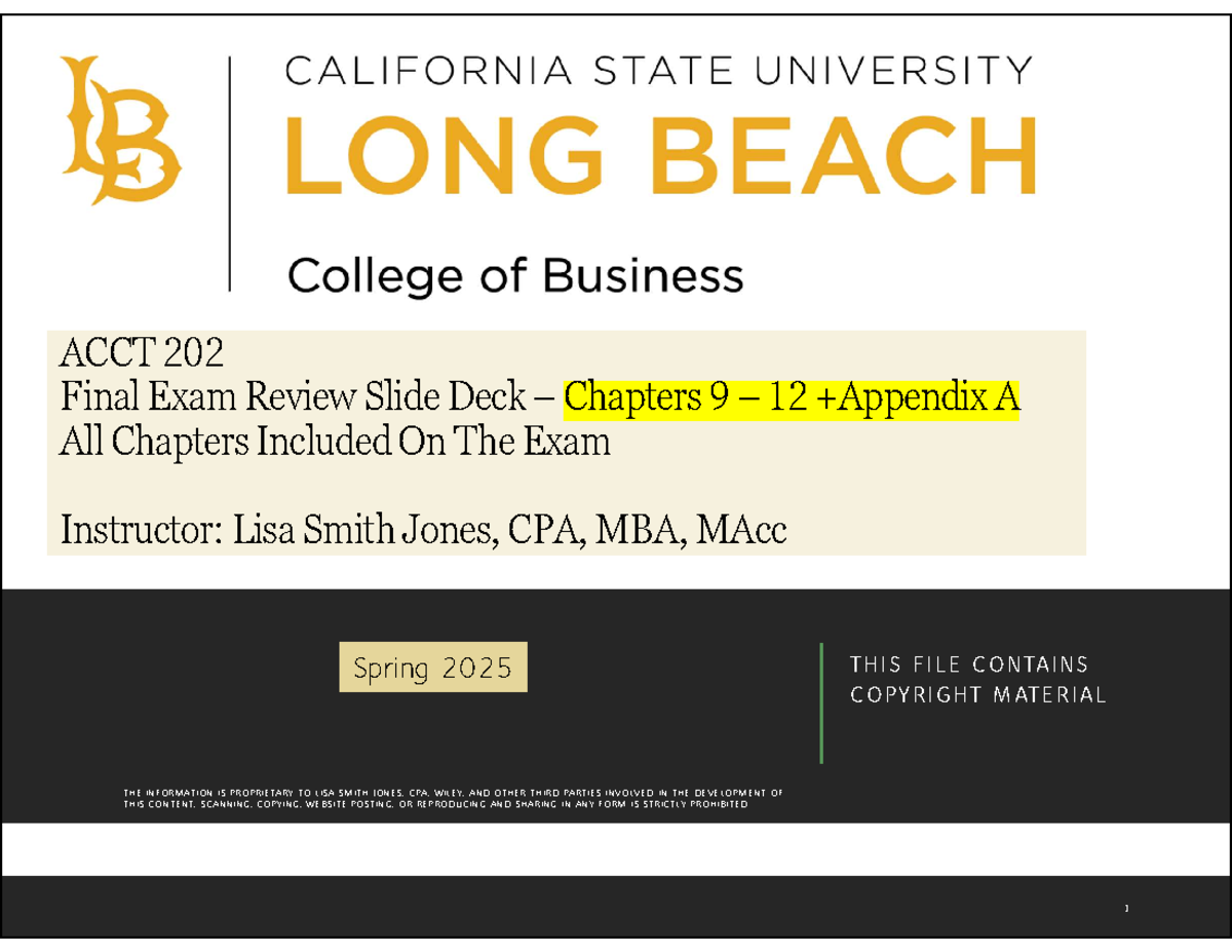 ACCT 202 Final Exam Review: Key Concepts from Chapters 9-12 & Appendix ...