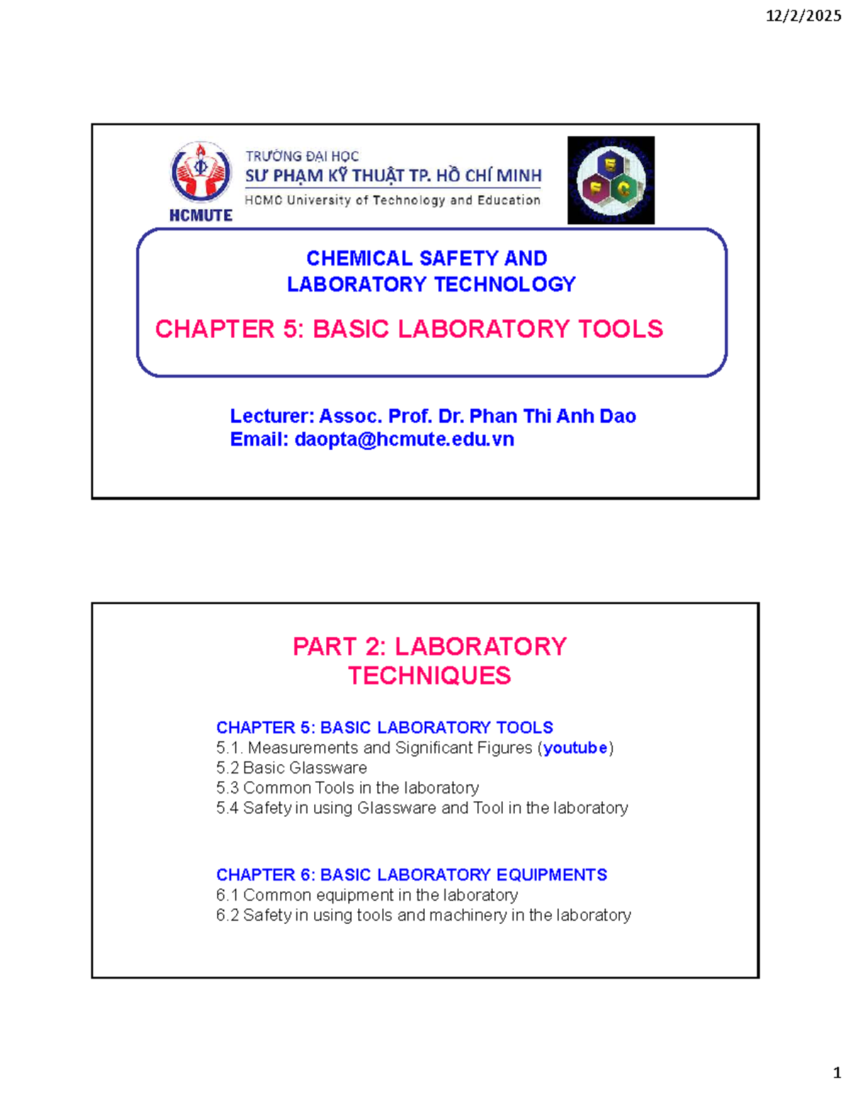 CHEM 101: Chapter 5 - Basic Laboratory Tools & Techniques - Studocu