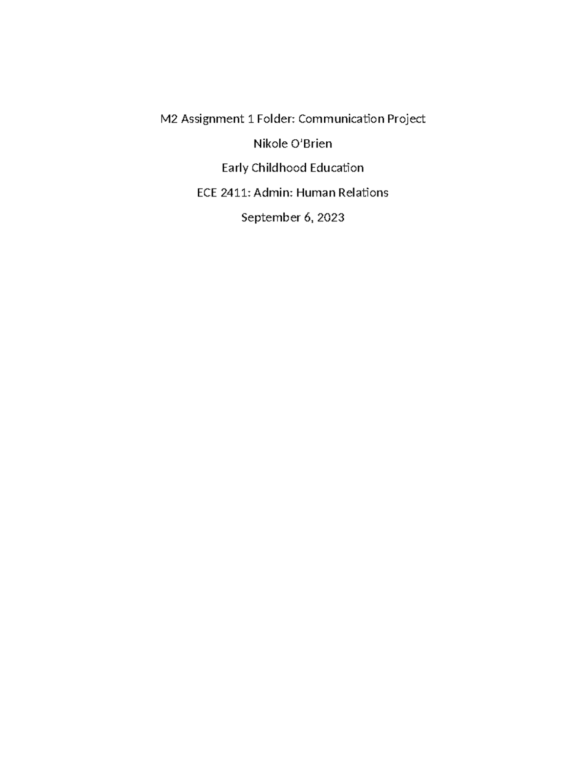 M2 Assignment 1 Folder- Communication Project - M2 Assignment 1 Folder ...