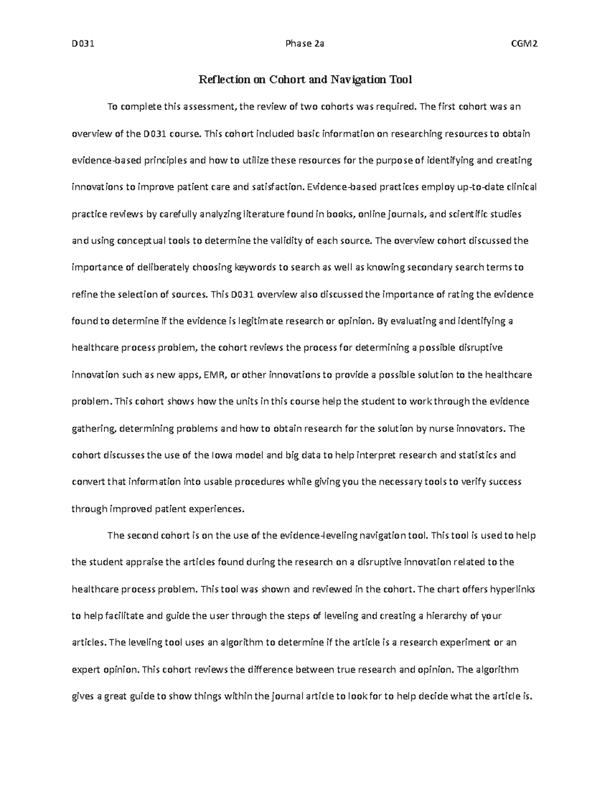 D031 Phase 1 Roles of Nurse Innovator - D031 Phase 1 Roles of Nurse ...