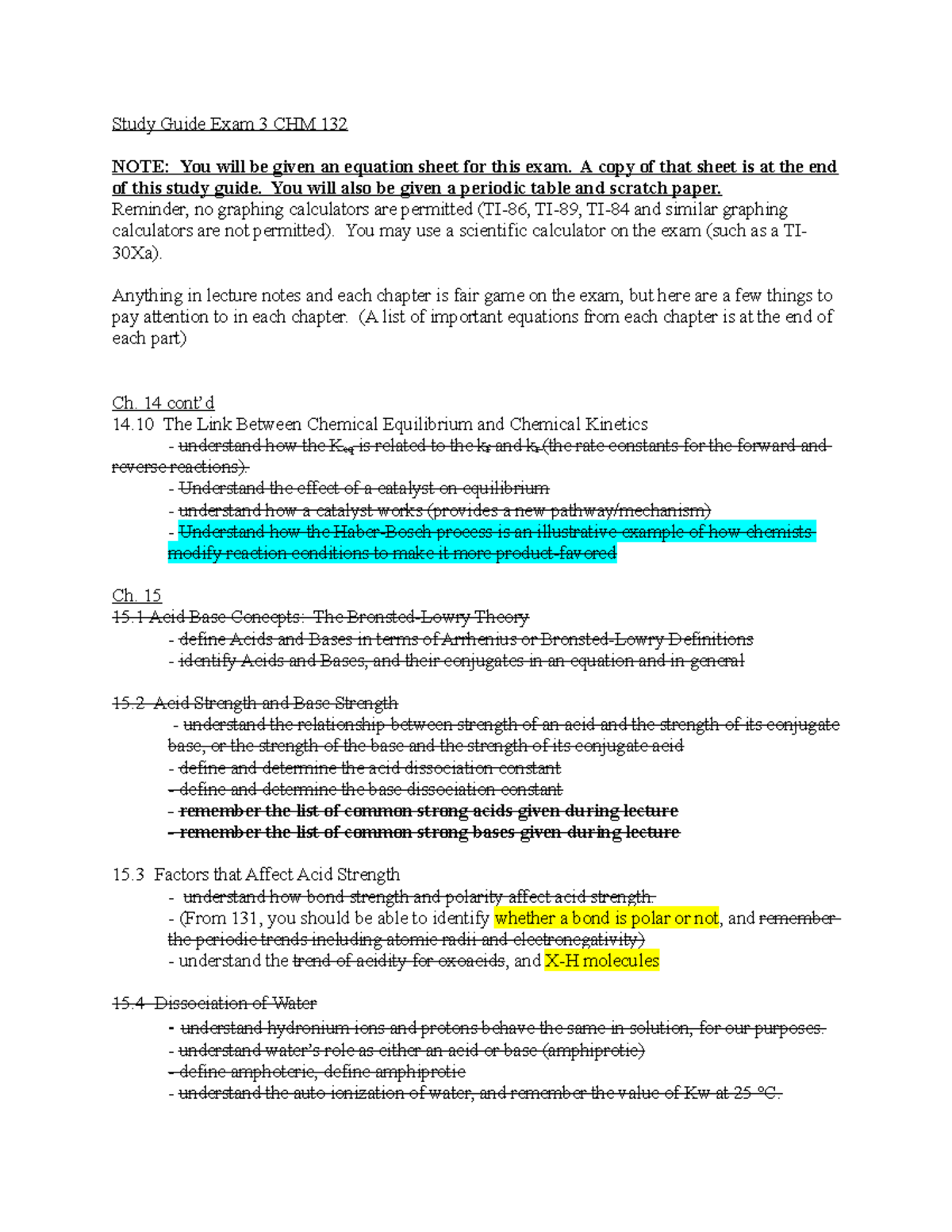 Study Guide for Exam 3 - CHM 132 - Studocu