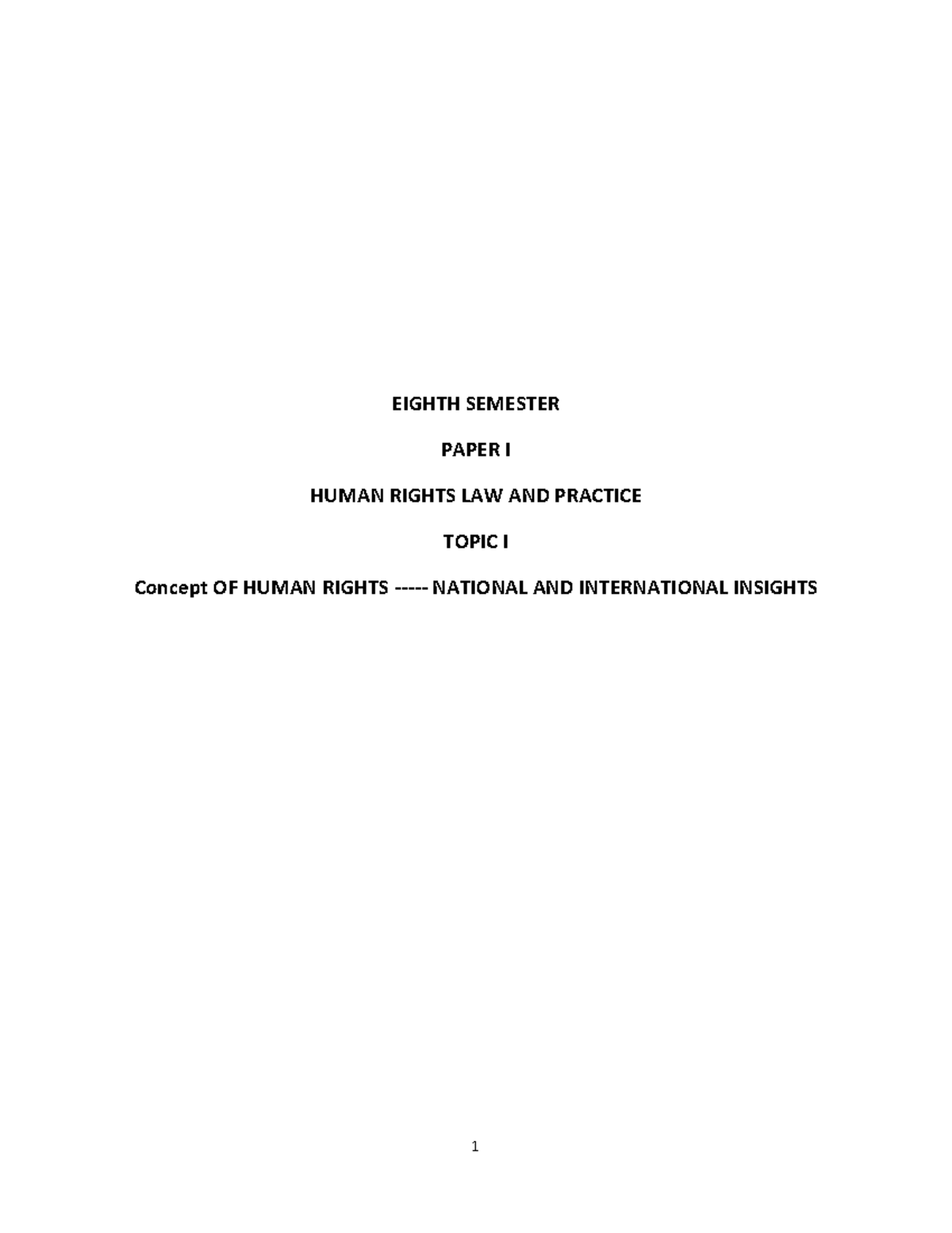 503568 8th Sem G.L Handout on Human Rights Law & Practice - Studocu