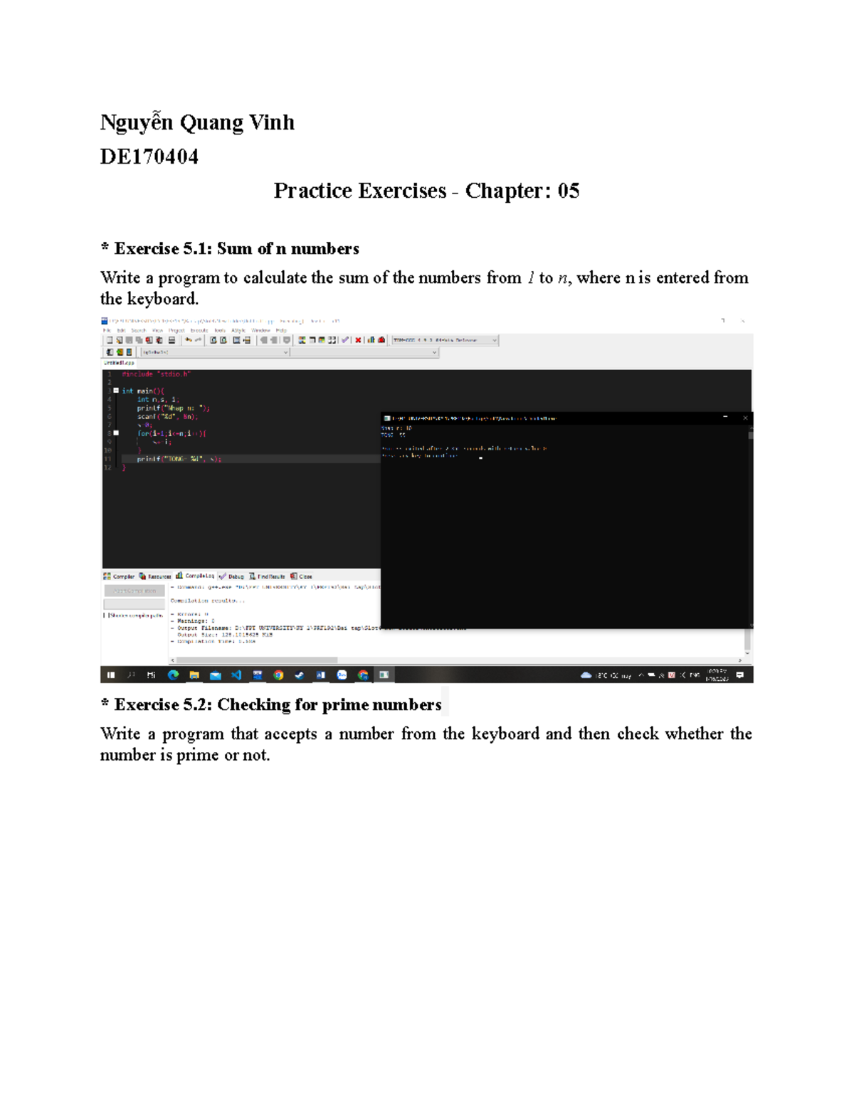 Chapter 5 Exercise - Nguyễn Quang Vinh DE Practice Exercises - Chapter ...