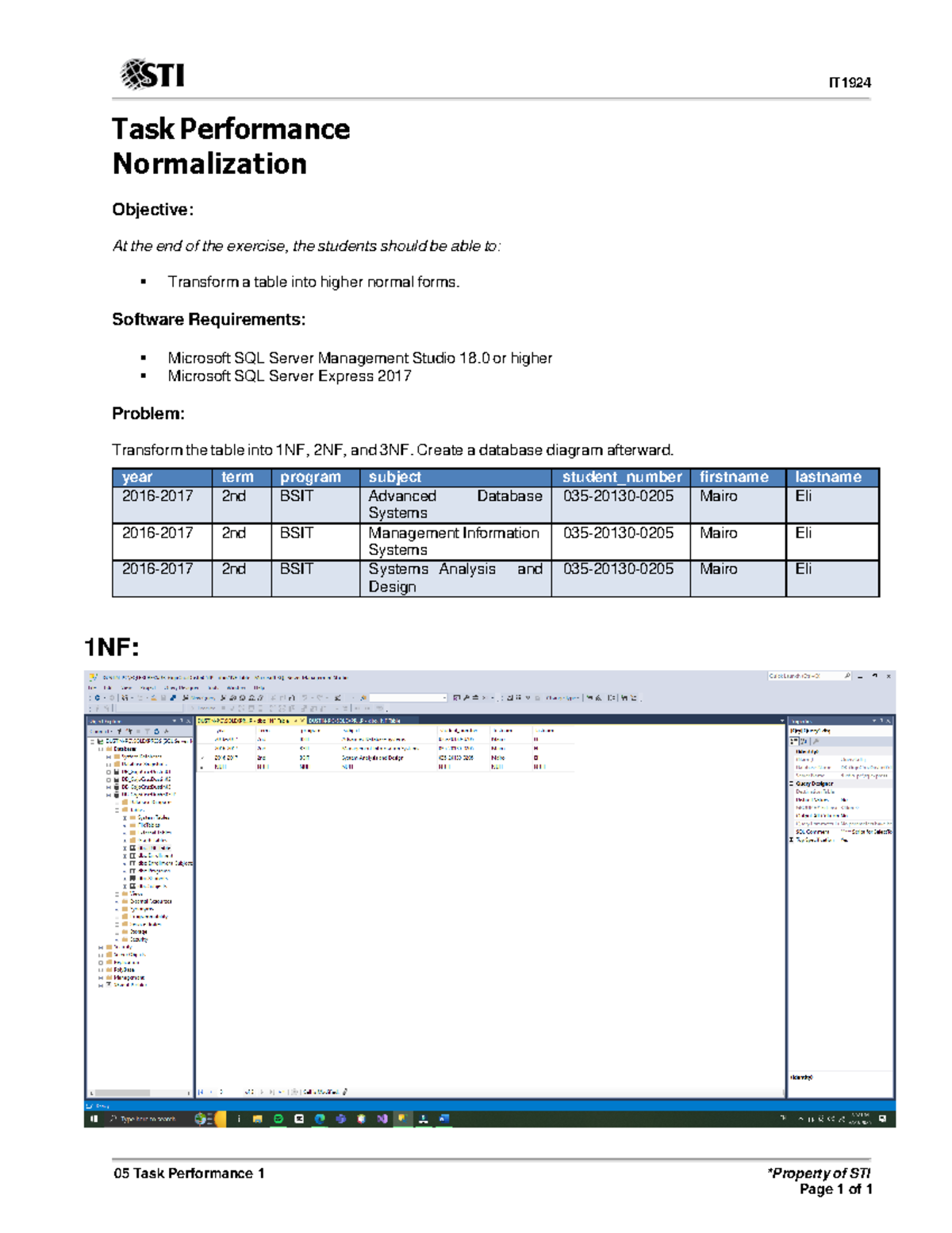 05 Task Performance 1 - Advanced Database Normalization Techniques ...