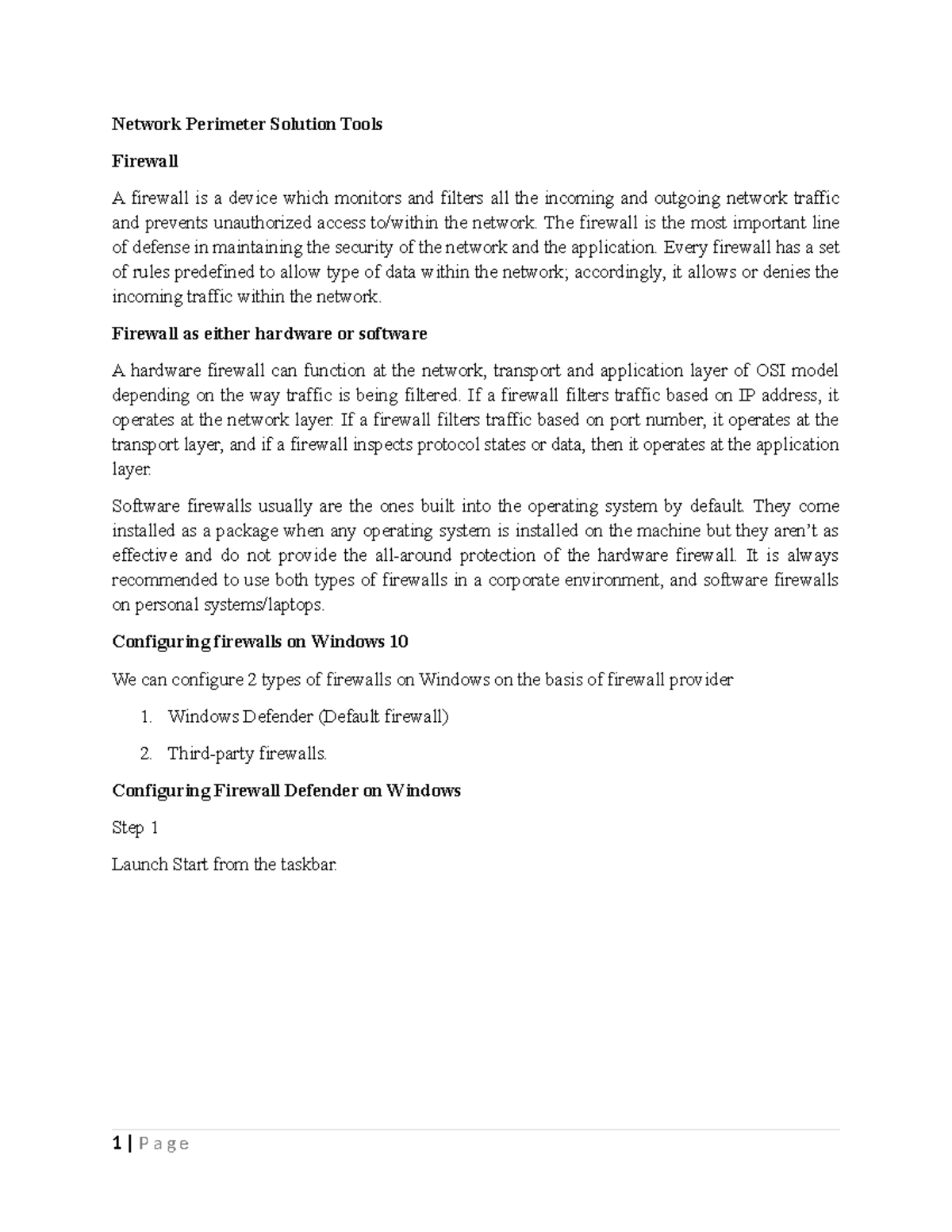 Network Perimeter Security: Firewall Configuration Guide - Studocu