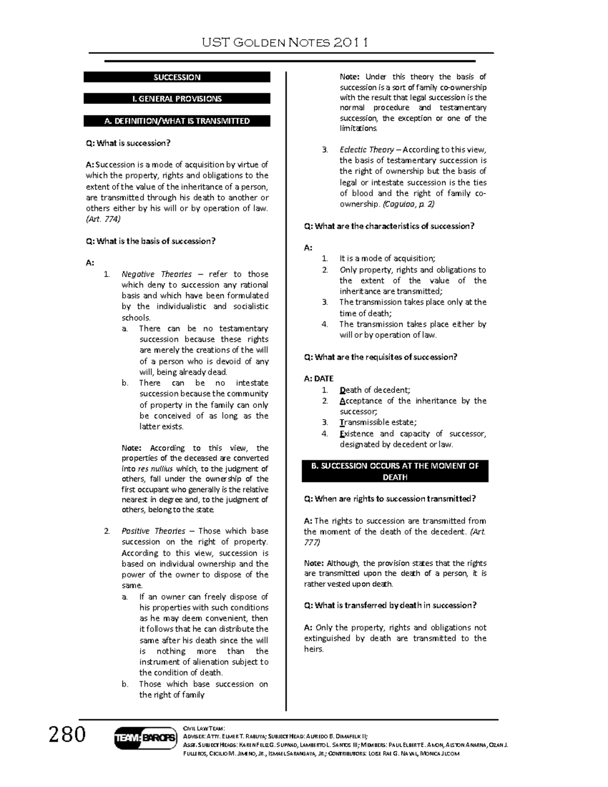 UST Golden Notes 2 - Succession - UST GOLDEN NOTES 2011 SUCCESSION 280 ...