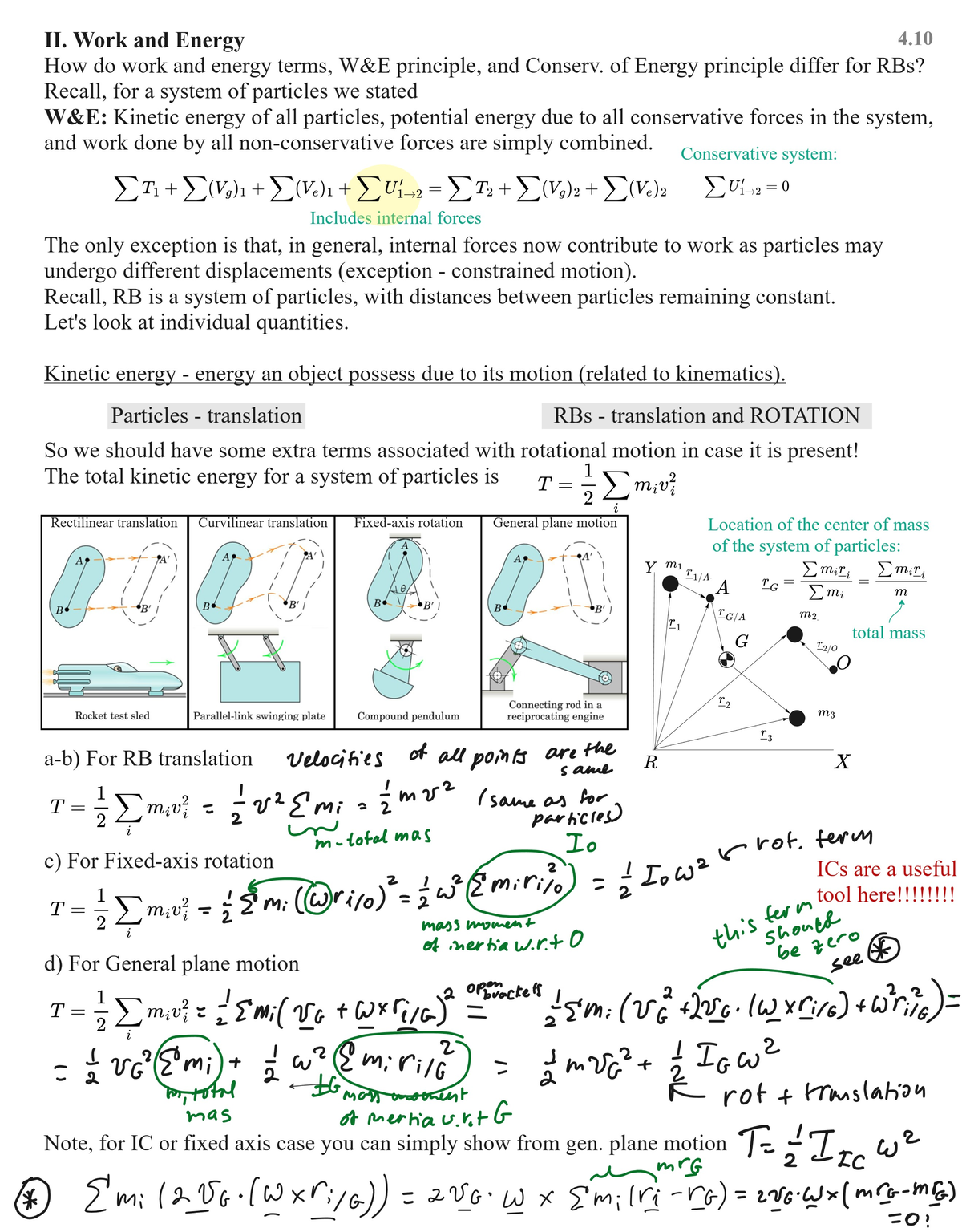 ENGG349 Work and Energy Principles for Rigid Bodies - Final Exam Notes ...