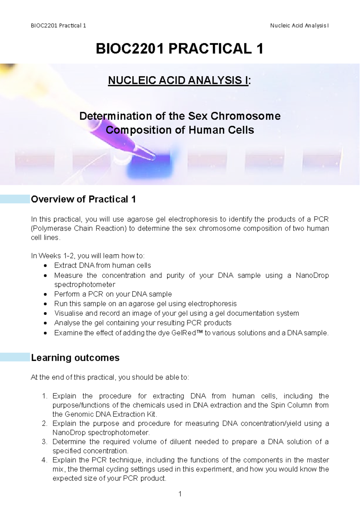 BIOC2201 Practical 1 Week 1 2024 Student Notes (Word) Updated ...