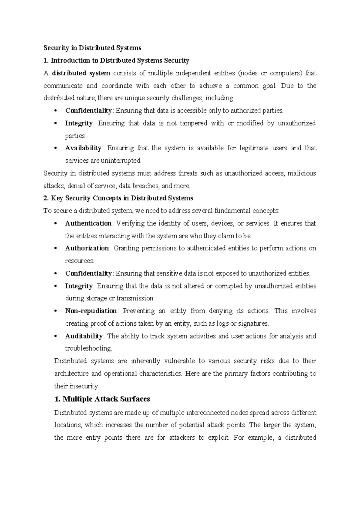 Security in Distributed Systems: Key Concepts and Challenges - Studocu