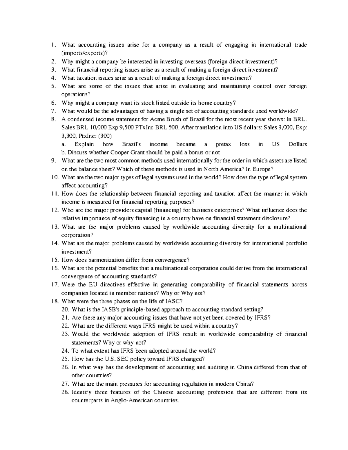 International Accounting Issues and Foreign Direct Investment (ACCT 101 ...