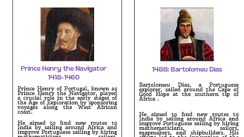 AGE OF EXPLORATION TIMELINE: Key Explorers & Their Voyages - Studocu