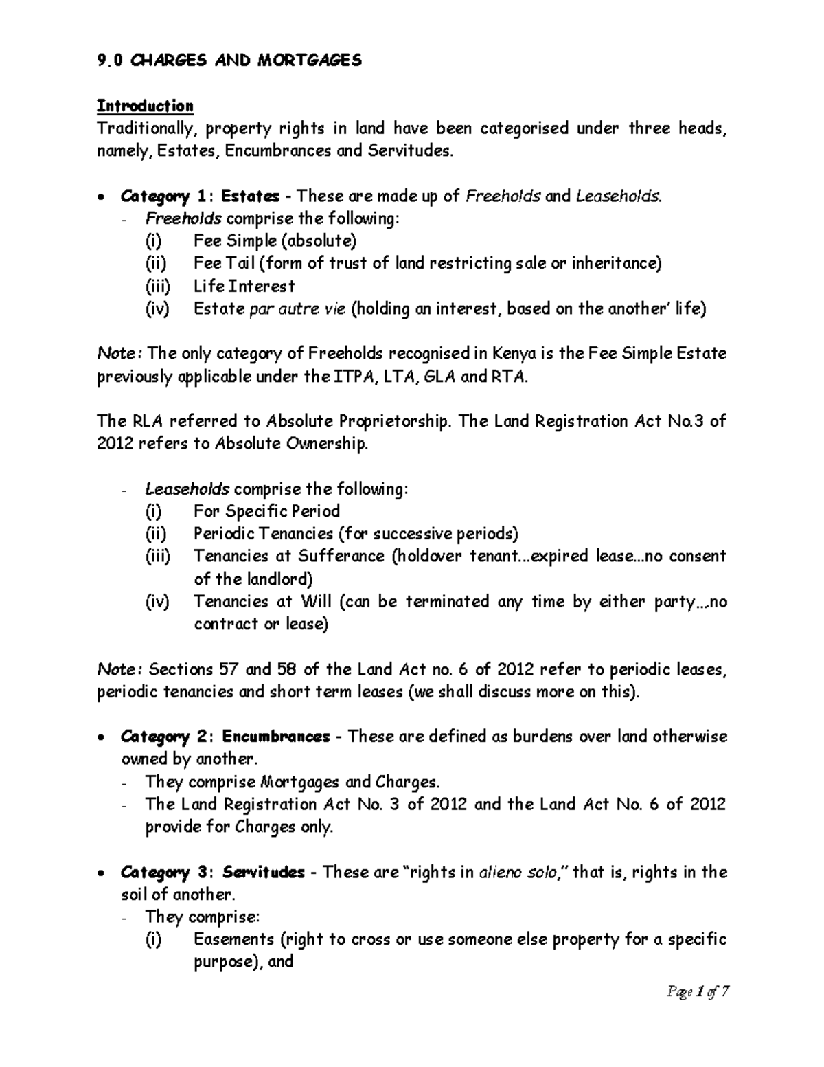 Property Law II - Final Exam Notes on Charges and Mortgages - Studocu