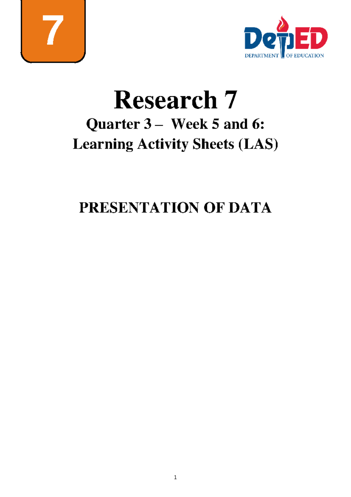 625170402 Research 7 Q3 W5 - Data Presentation in Statistics - Studocu