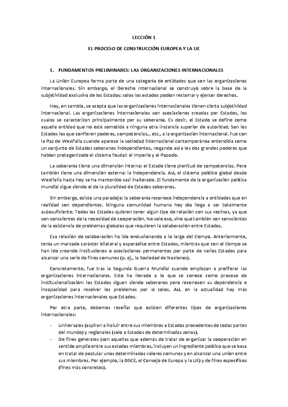 LECCIÓN 1: EL PROCESO DE CONSTRUCCIÓN EUROPEA Y LA UE - FUNDAMENTOS ...