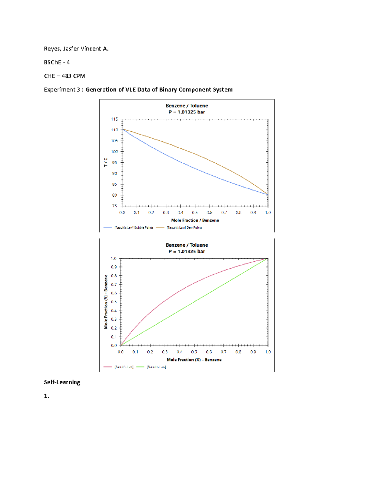 CPM Experiment 3: VLE Data Generation in Binary Systems - CHE 483 - Studocu