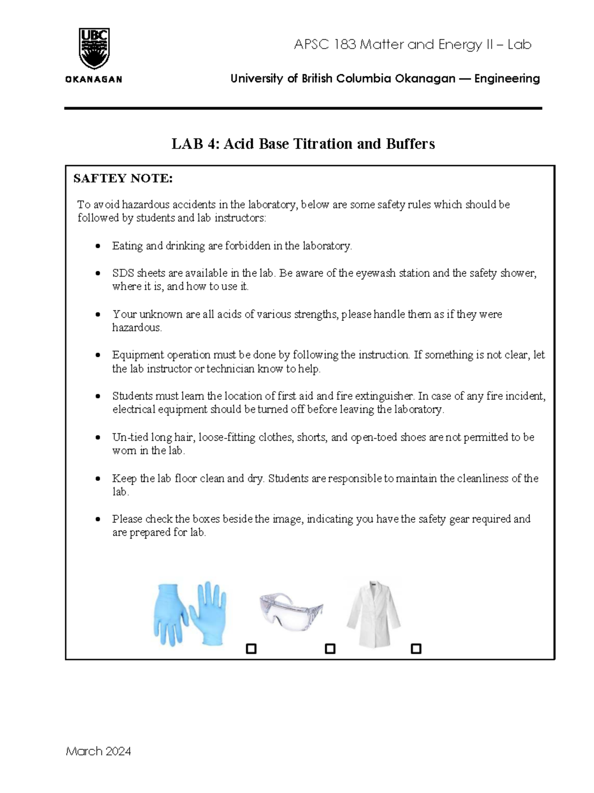 APSC 183 Lab 4: Acid-Base Titration and Buffers Guide - Studocu