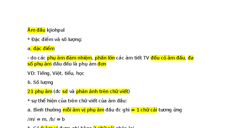 Âm Vi và Âm Vị: Đặc Điểm Âm Đầu và Âm Cuối trong Tiếng Việt - Studocu
