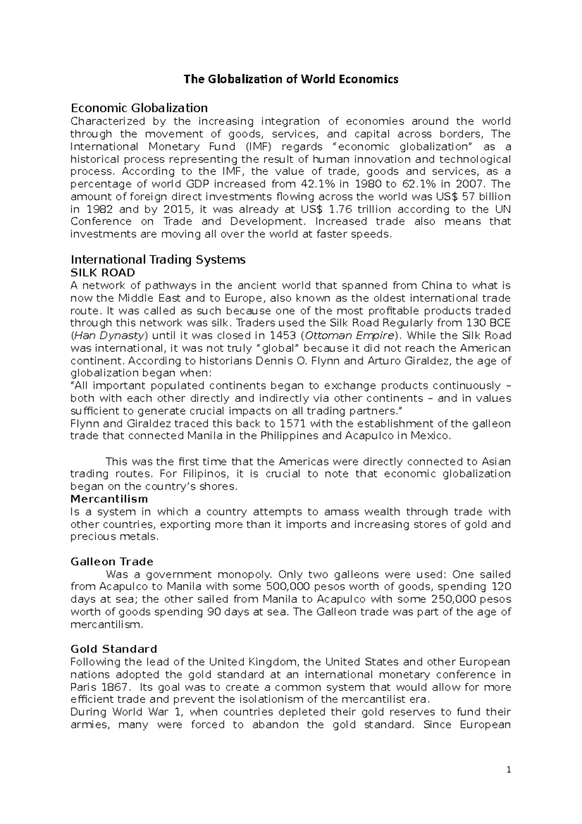 ECN 101: The Dynamics and Impact of Economic Globalization - Studocu