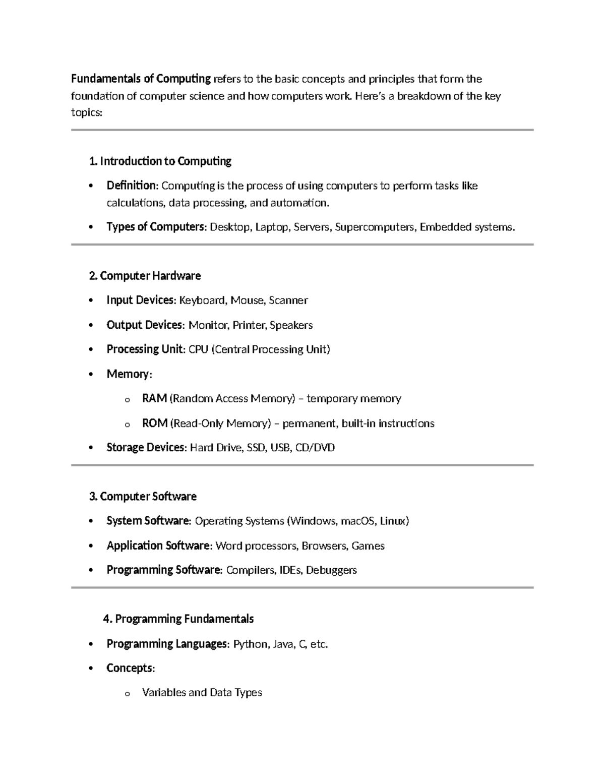 Fundamentals of Computing: Key Concepts and Principles (CS101) - Studocu