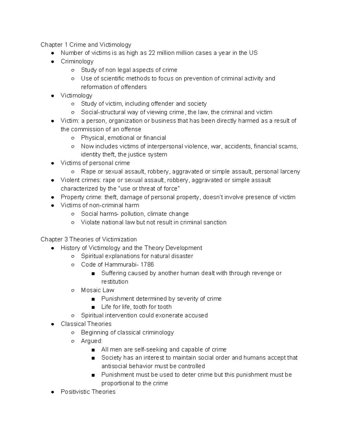 Victimology (CRIM 201) Midterm - Lecture Notes 1-8 Summary - Studocu