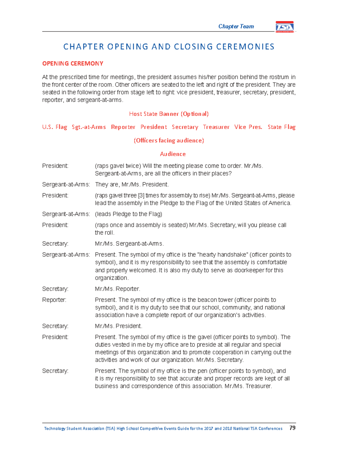 TSA Chapter Team Opening & Closing Ceremonies Guide - Studocu