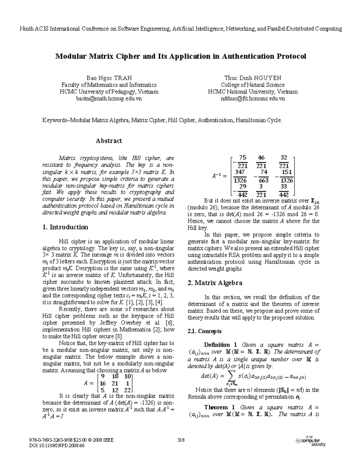 Ninth ACIS Conf. on Software Eng., AI, Networking & Computing: Modular ...