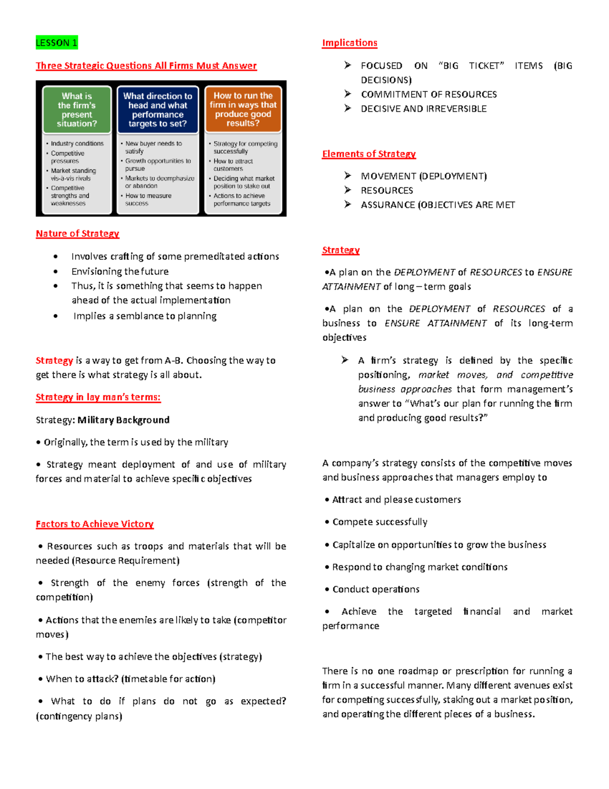 Management porters five model - LESSON 1 Three Strategic Questions All ...