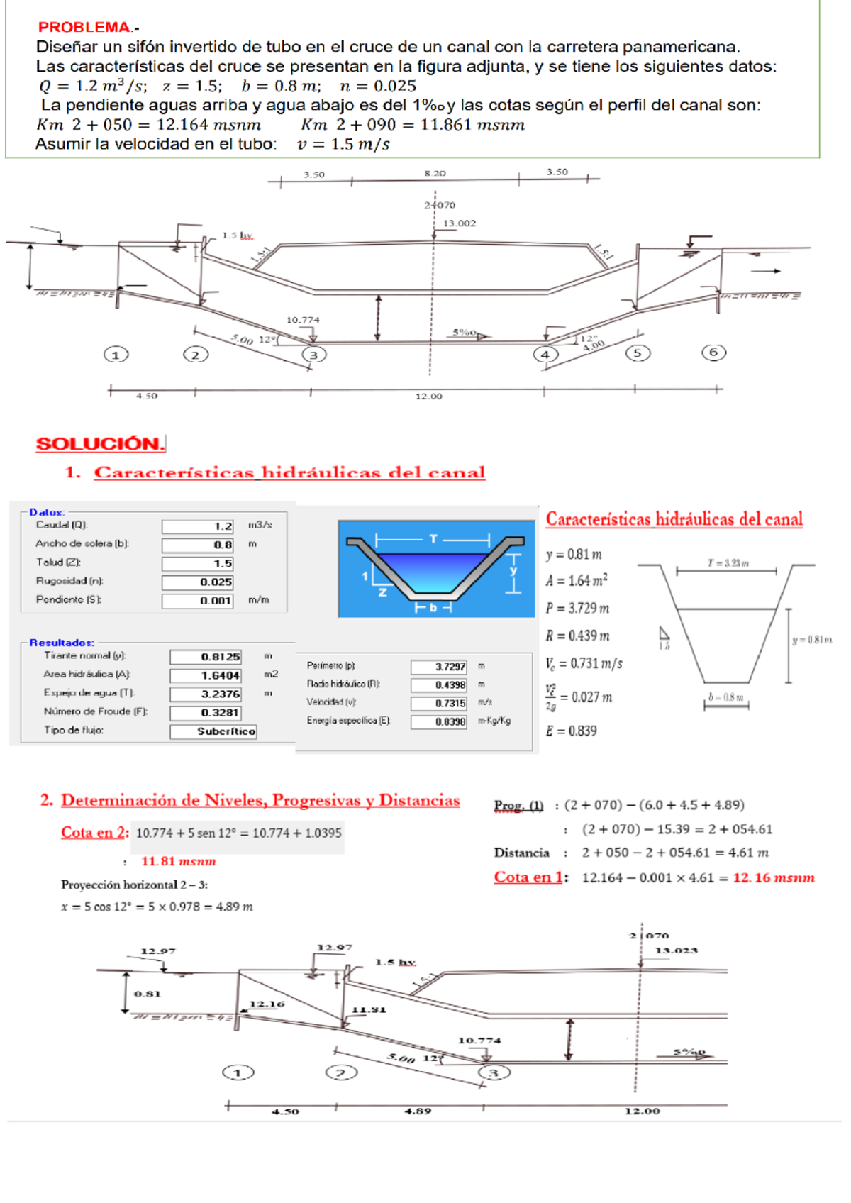 Diseño de un Sifón Invertido en Canal Panamericano - Ejercicio - Document Preview