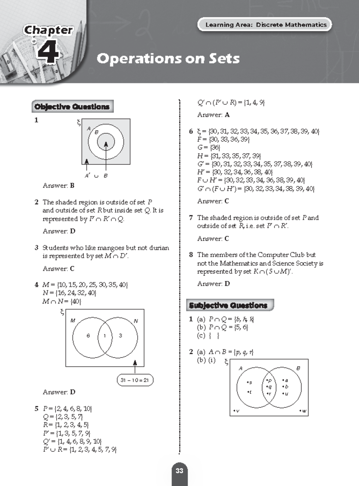 Analysis of Sets in SPM Maths F4 Chapter 4 (Solutions) - Studocu