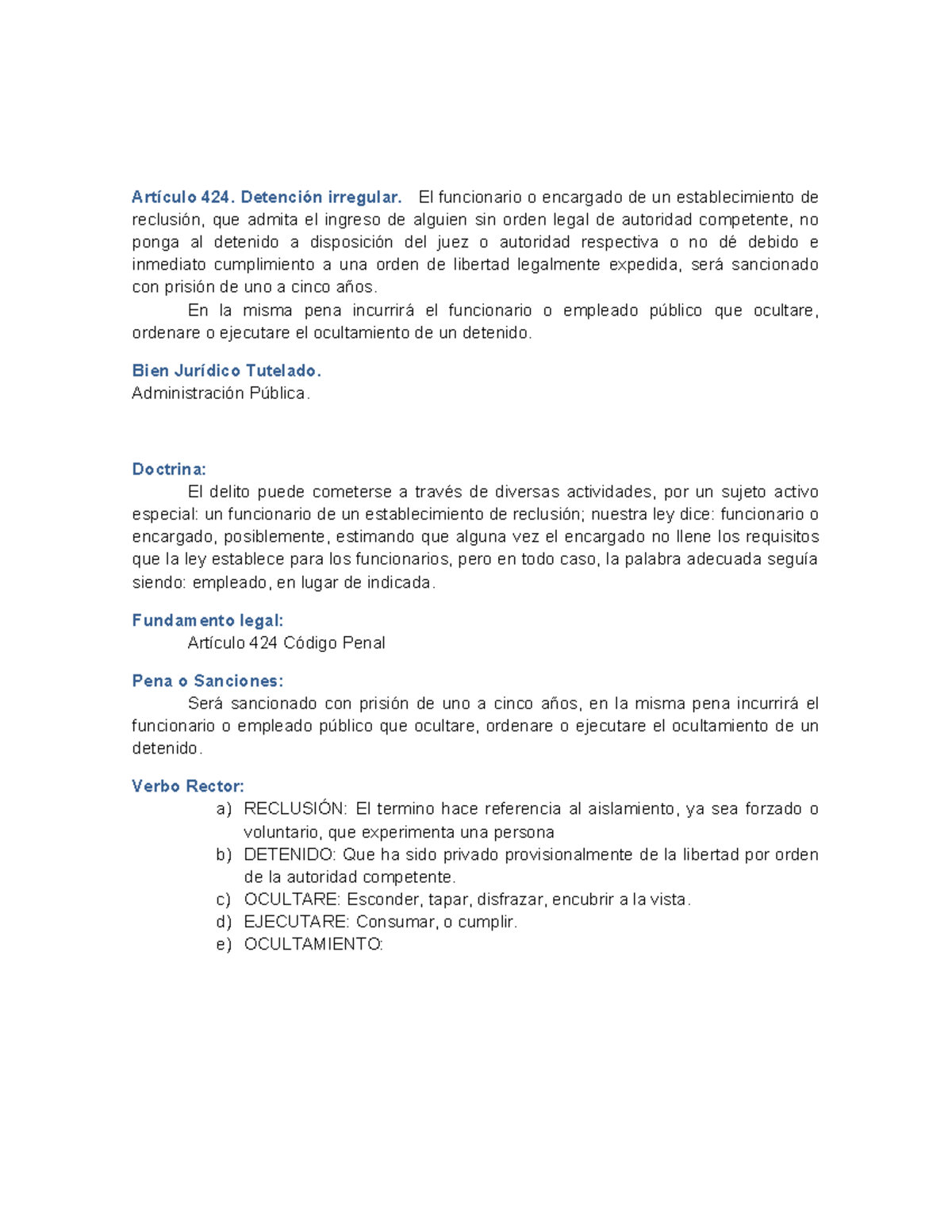 Apuntes de Artículos 421-434 del Código Penal sobre Delitos Públicos ...