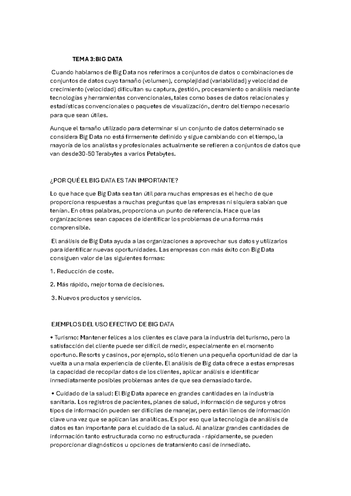 TEMA 3: BIG DATA - Fundamentos de Gestión y Análisis de Datos - Studocu