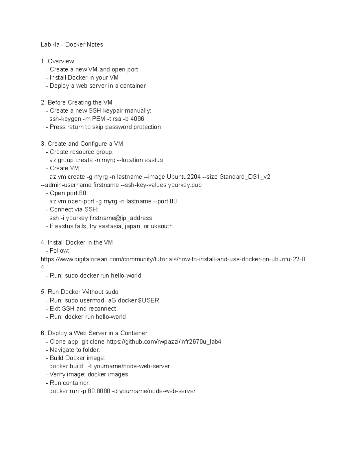 Lab 4a - Docker Installation and Web Server Deployment Notes - Studocu