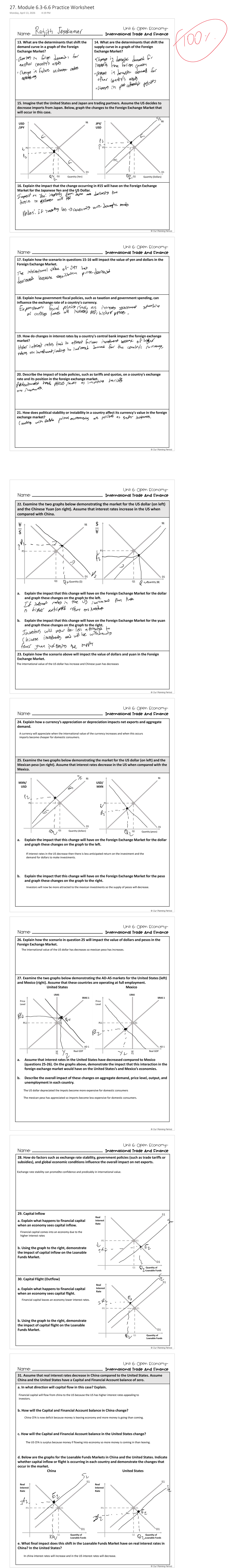27. Module 6.3-6.6 Currency Value and Exchange Rate Practice Worksheet ...
