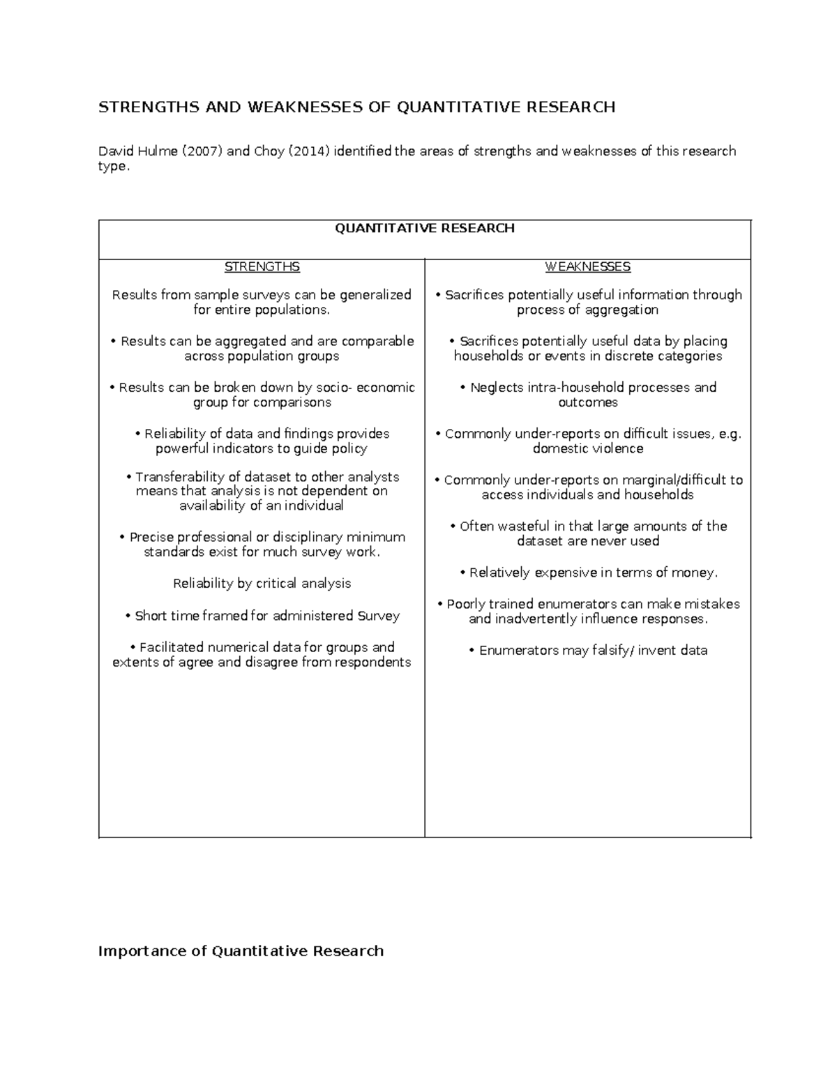 Andrey - I WANT RRL - STRENGTHS AND WEAKNESSES OF QUANTITATIVE RESEARCH ...