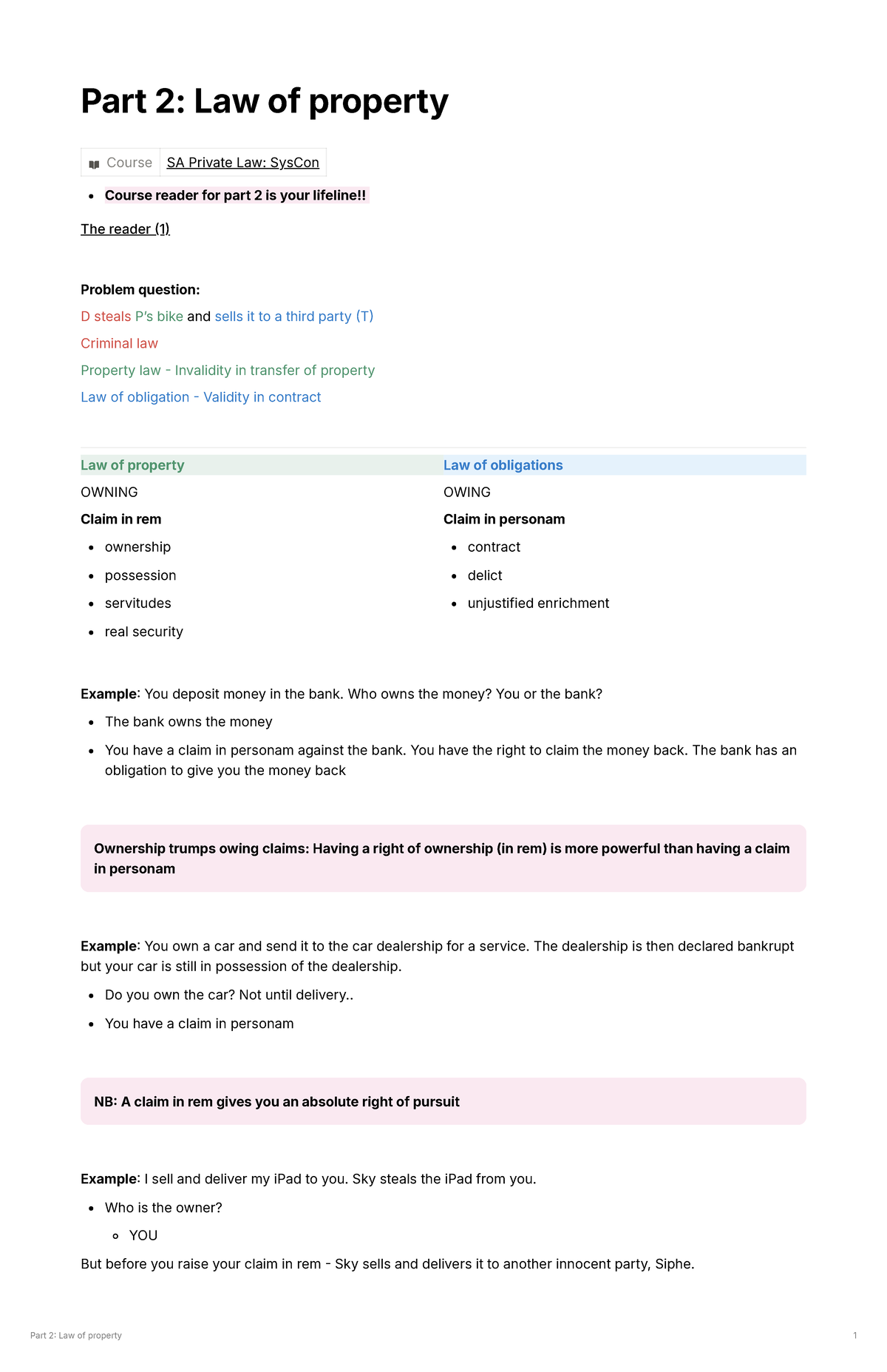 SA Private Law: SysCon Property Law Lecture Notes - Part 2 - Studocu