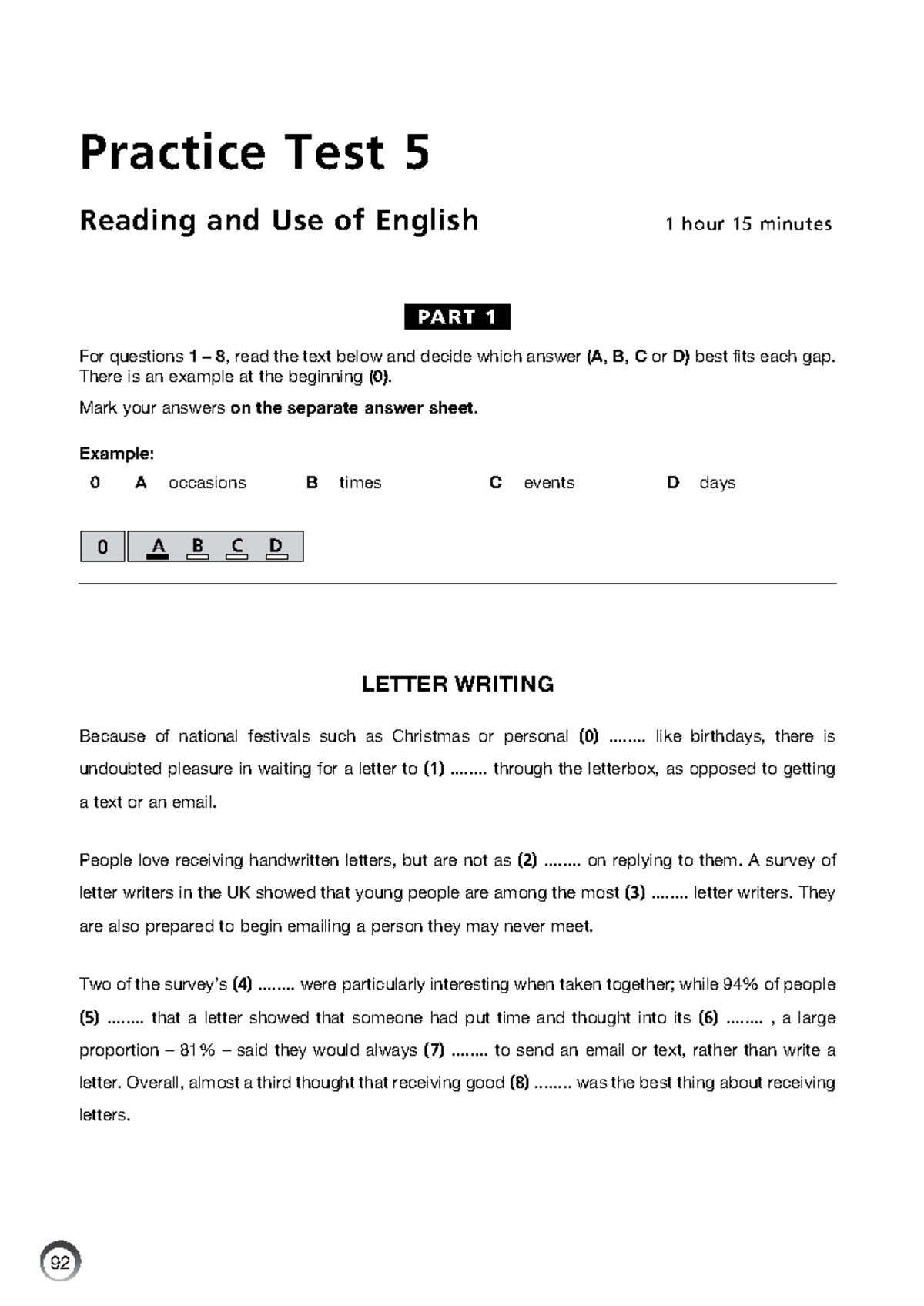 B2 First Practice Test 5: Reading and Use of English - Studocu