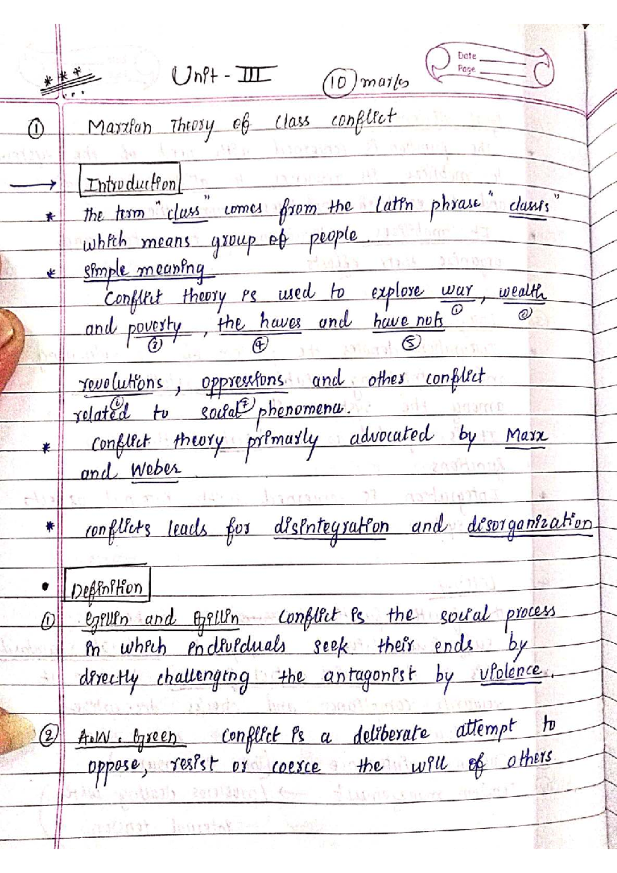 Sociology 3 Unit: Marxian Theory of Class Conflict and Critiques - Studocu