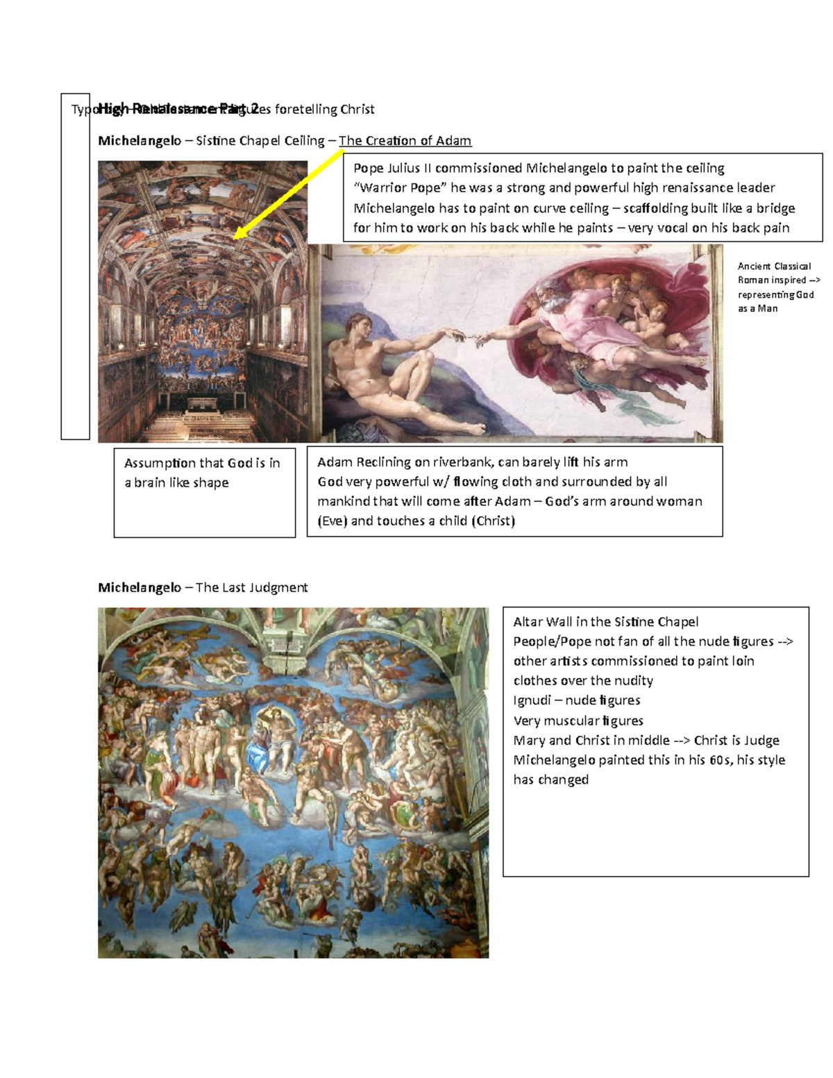 High Renaissance Art Insights: Michelangelo & Raphael Analysis - Studocu
