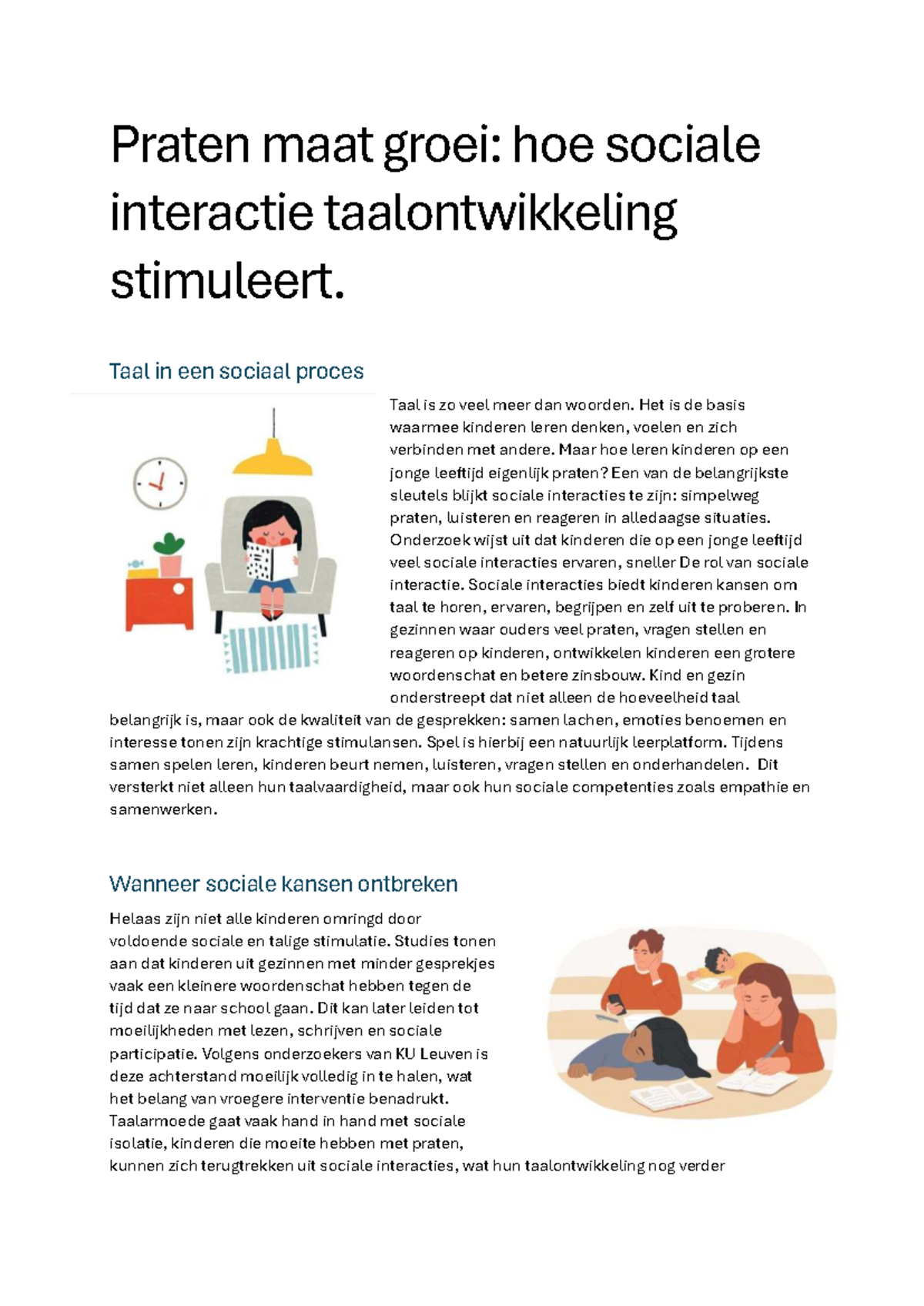 Taalontwikkeling en Sociale Interactie: Een Onderzoek naar Groei - Studocu