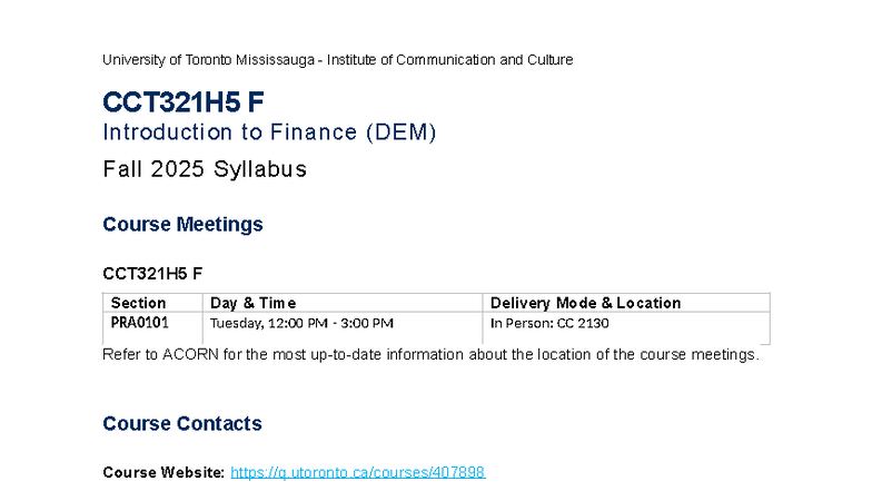 Cis syllabus 88526 - University of Toronto Mississauga - Institute of ...