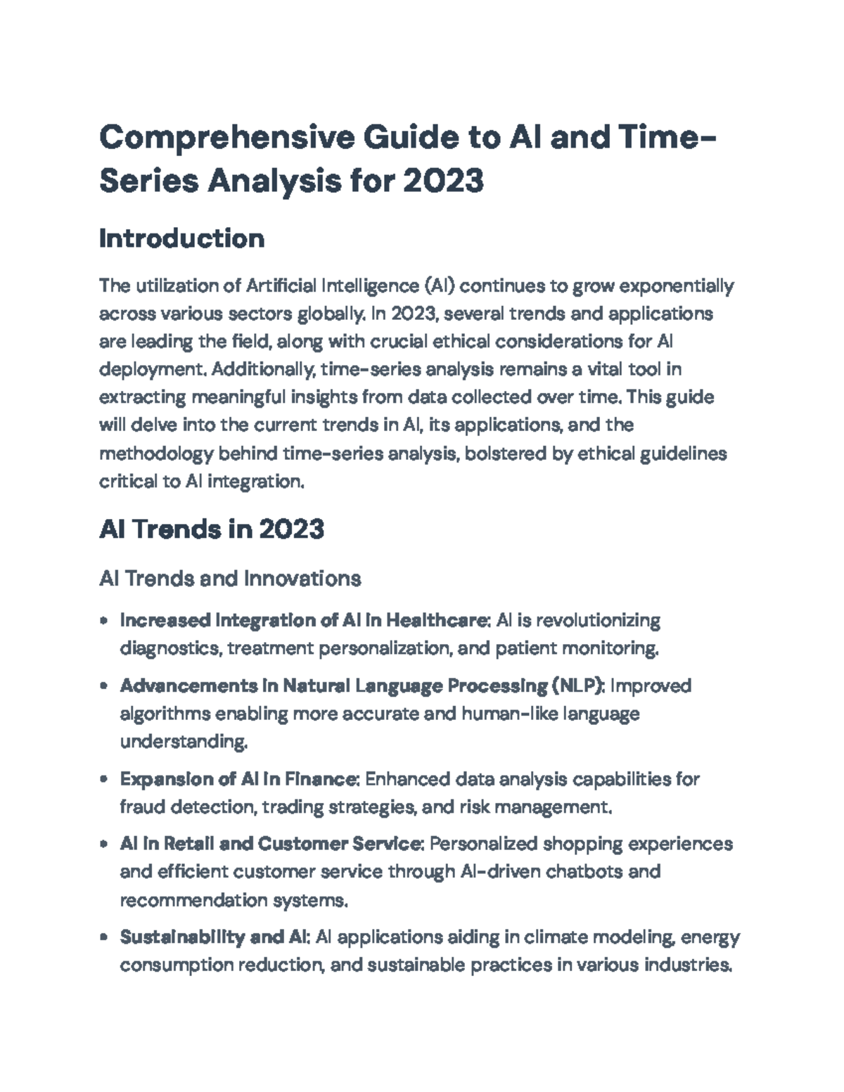 Comprehensive Overview of AI Applications and Time-Series Analysis 2023 ...