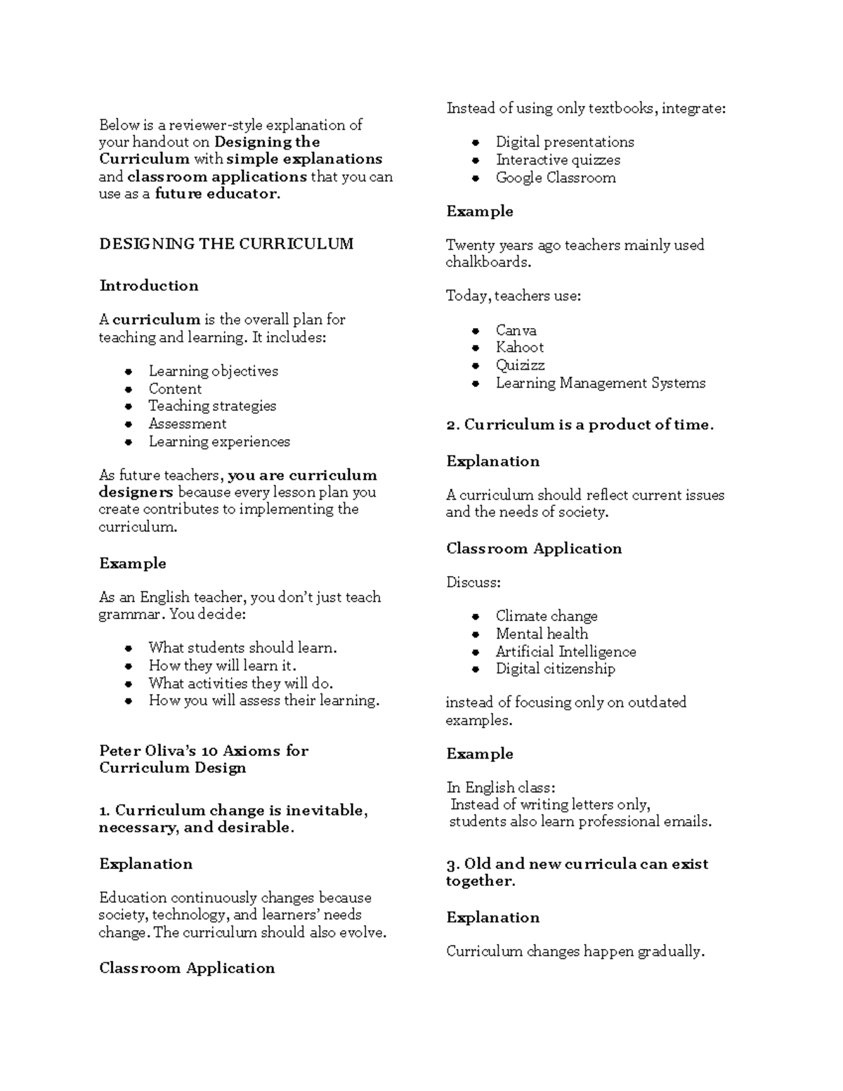 Curriculum Design Strategies: Lecture Notes for EDU 101 - Studocu