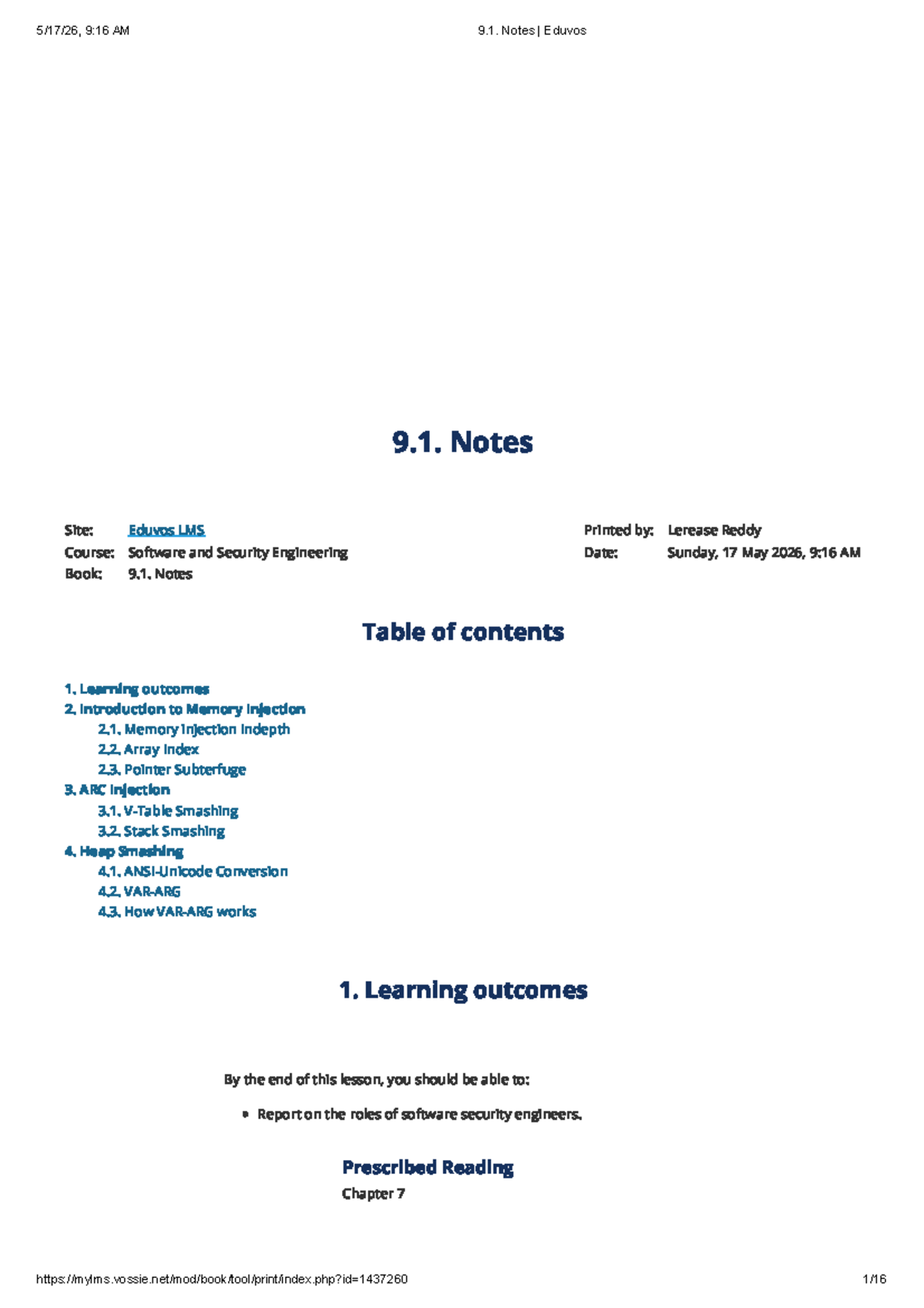 Software and Security Engineering Notes (ITSSA) - Memory Injection ...